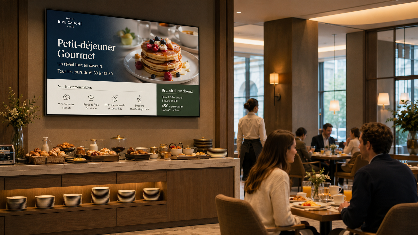 Écran dynamique dans un hôtel